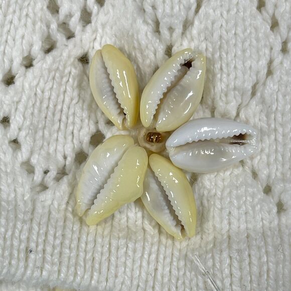 Storybook Knits Cardigan Sweater Women's 3X Beige Seashells Long Sleeve V-Neck - Picture 10 of 16